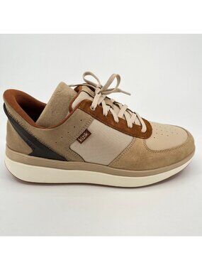 Kizik Brisbane Womens Size 12EE Ivory Brown Athletic Hands Free Shoes Sneakers